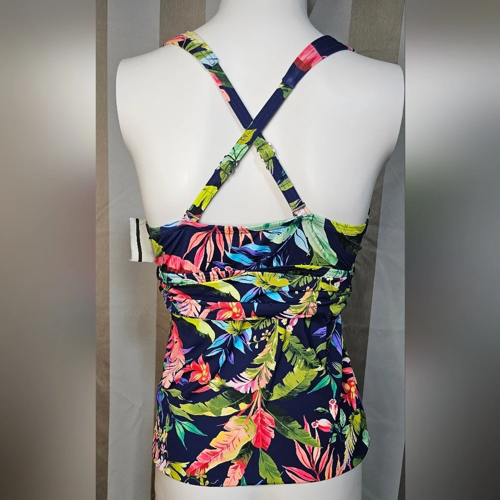 Lands' End Tankini Top Bright Floral Print Women's Swim NWT Size XS